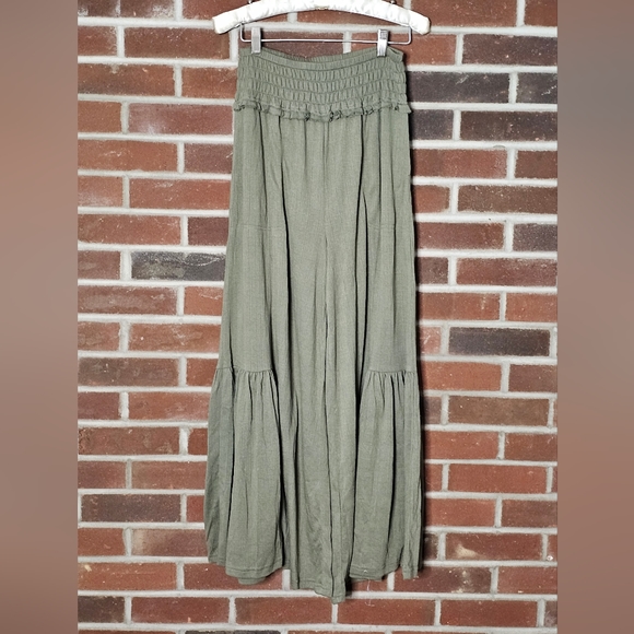 easel Pants - Easel: Olive Green Palazzo Wide Leg Pants